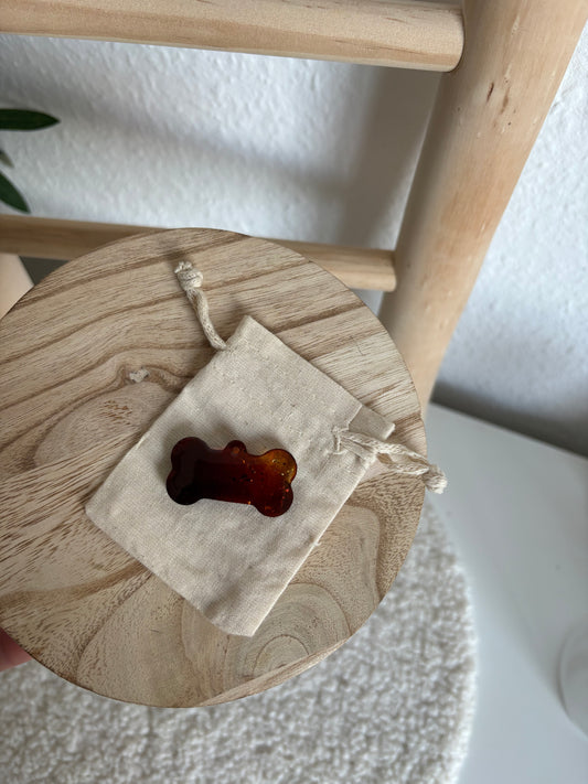 Hundemarke Knochen hellbraun x gold