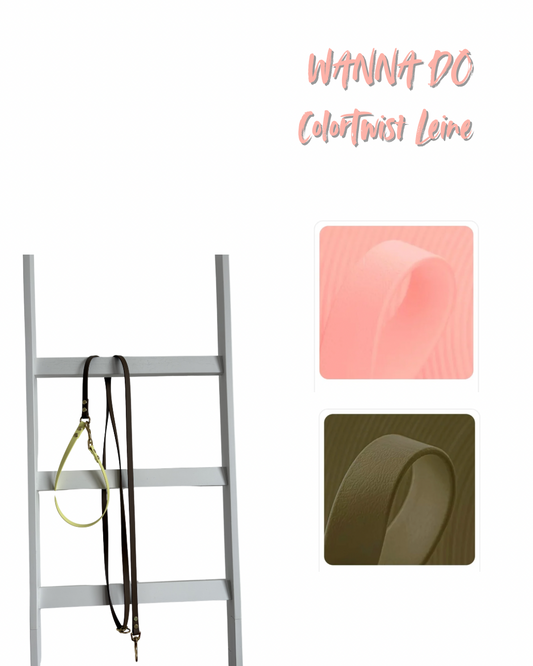 WANNA DO ColorTwist Leine • Khaki & Rosa