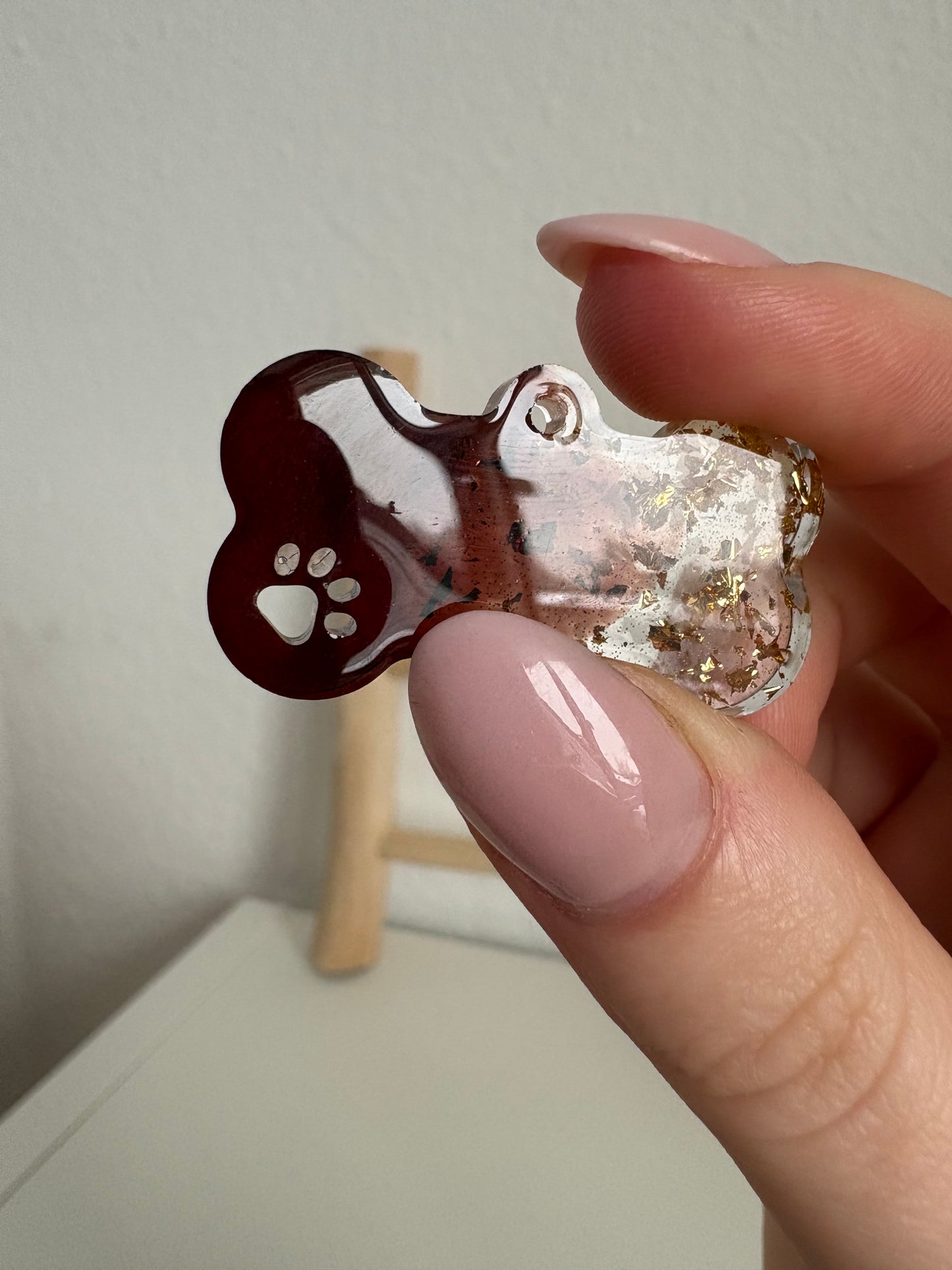 B-Ware Hundemarke Knochen braun x gold