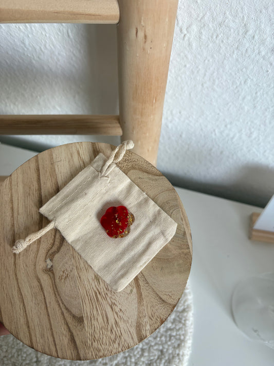 Hundemarke Pfote rot x gold