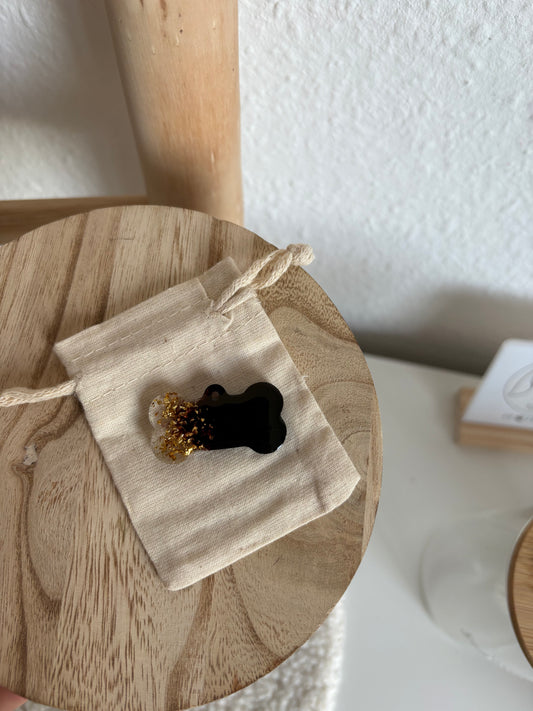 Hundemarke Knochen dunkelbraun x gold