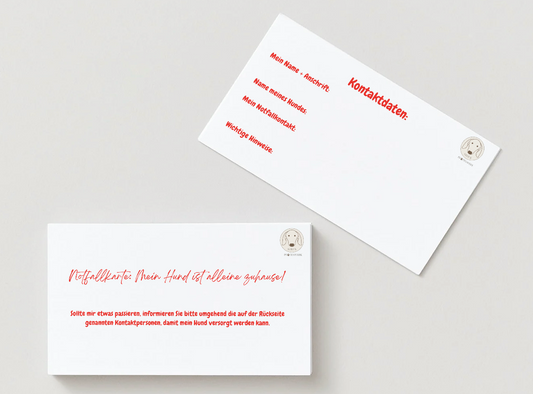 Notfallkarte "Mein Hund ist alleine zuhause"